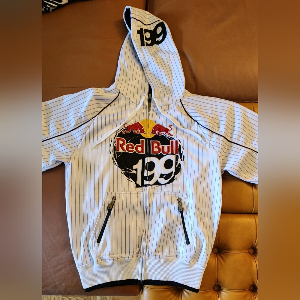 Y2k Red Bull Hoodie Size L Fox Jacket Full Zip Up Travis Pastrana